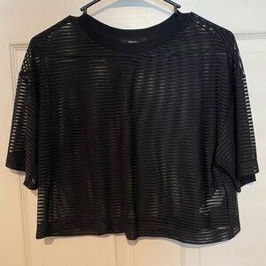 Forever 21 Black Sheer Striped Tee